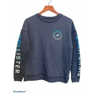 Hollister Crewneck Graphic Sweatshirt XS Women Blue Beach Sportswear Casual